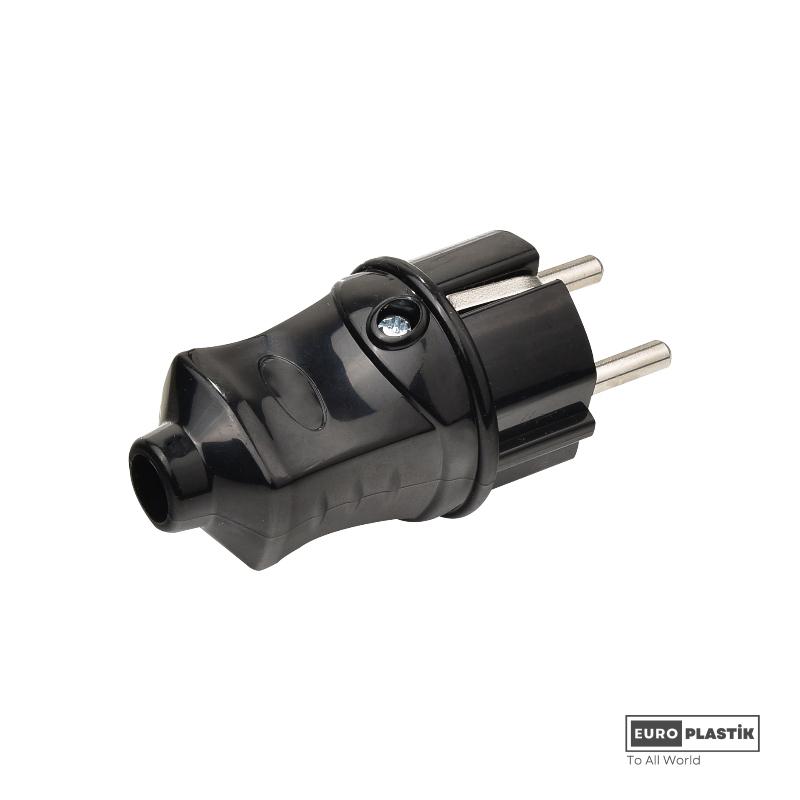 Earthed Male Plug (Black)